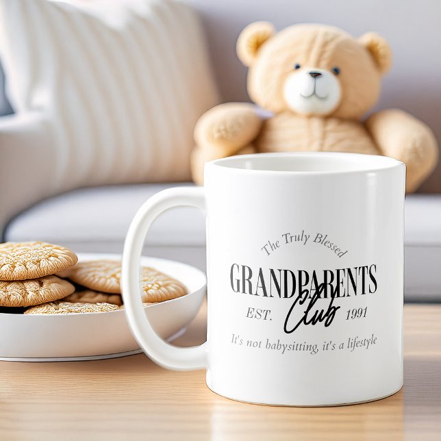 Caneca De Café Clube dos Avós Est. Qualquer Ano Engraçado Estilo  (Grandparents Club coffee mug)
