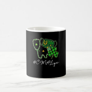 Caneca De Café Cma Life Enfermeira Estetoscópio Leopardo Shamrock