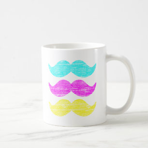 Caneca De Café CMY Mustaches (estilo letterpress)