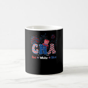 Caneca De Café CNA Enfermeira Dia 4 De Julho Vermelho Branco Azul