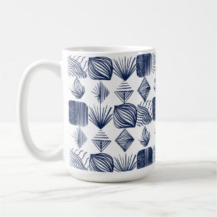 Caneca De Café Coágulo Tribal de Caribe Negrito: Branco, Azul Mar