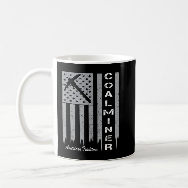 Caneca De Café Coal Miner  with American Flag for Proud Coal Mine (Esquerda)