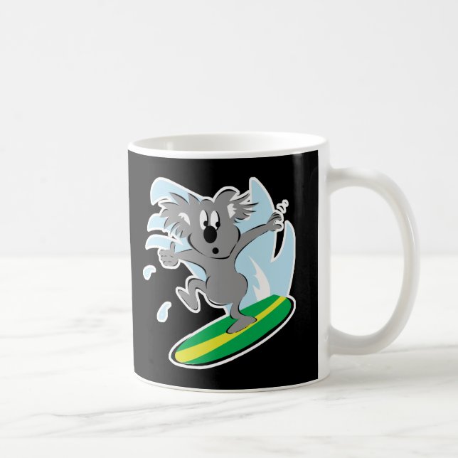 Caneca De Café coala engraçado surfando (Direita)
