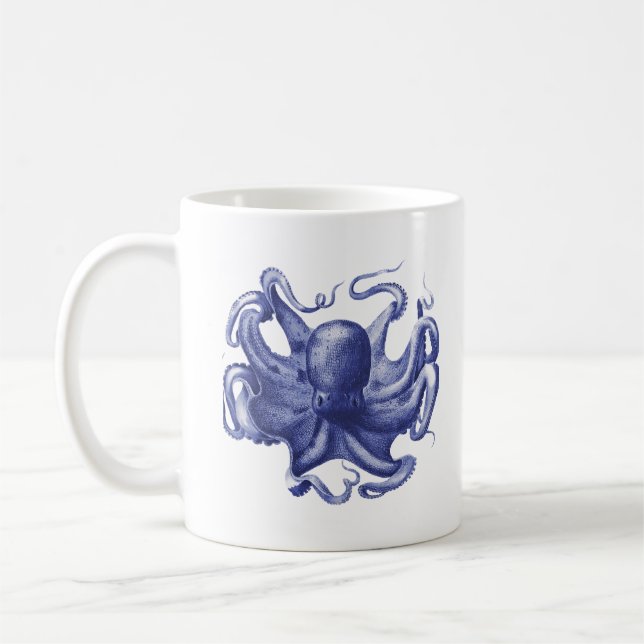 Caneca De Café Coasteira do Mar Indigo Octopus Mug (Esquerda)