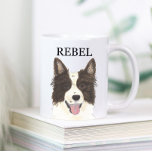 Caneca De Café Coaster Personalizado de Bebida Collie Fronteira<br><div class="desc">Estou apaixonado por esta ilustração bizarra e detalhada de aquarela de um cão-cola preto-e-branco! Personalize essas perucas cerâmicas falsas com seu nome ou monograma e até mesmo, e mude a cor do manípulo para felicitar sua decoração! Altere as fontes selecionando a opção "editar usando a ferramenta design" na personalização. Compre...</div>