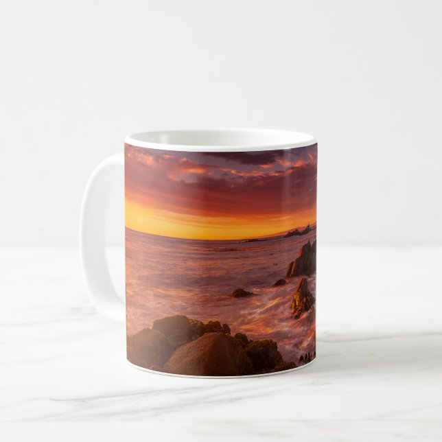 Caneca De Café Coastline | Sunset Pacific Grove Carmel California (Frente Esquerda)