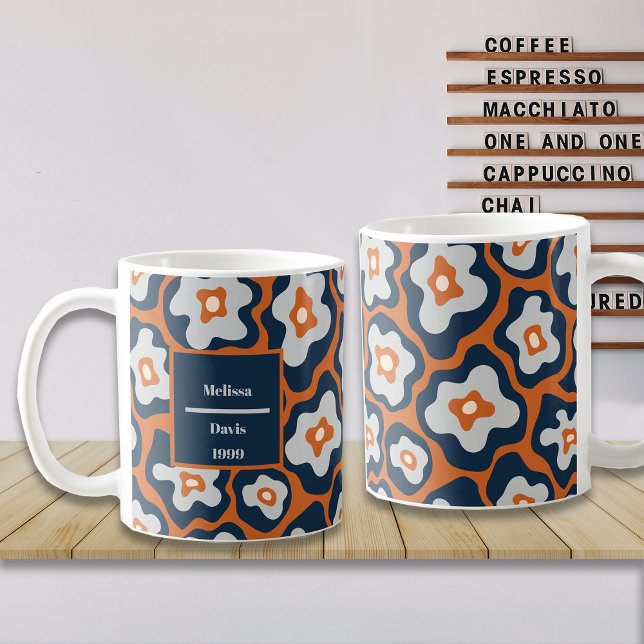 Caneca De Café Cobalt Blues Rust Ovos Nome Personalizado (Criador carregado)