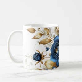 Caneca De Café Cobalt White Flowers