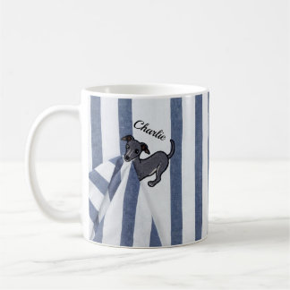 Caneca De Café Cobertor Listrado Personalizado de Whippet de Dois