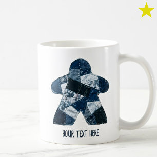 Caneca De Café Cobertor Xadrez Azul Aconchegante Meeple Jogo de T