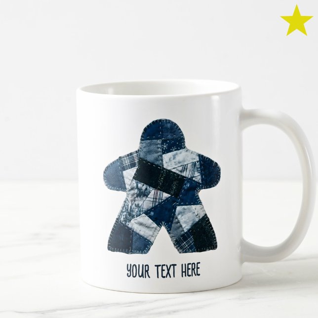 Caneca De Café Cobertor Xadrez Azul Aconchegante Meeple Jogo de T (Criador carregado)