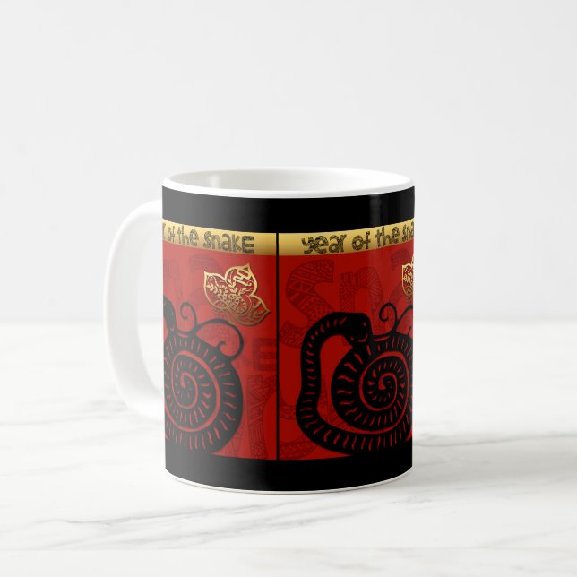 Caneca De Café Cobra Chinês Bonito Ano 2025 Zodiac Birthday 2TM (Frente Esquerda)