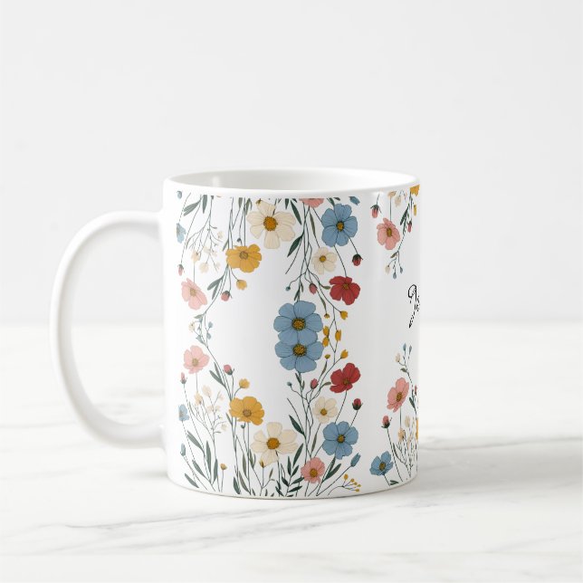 Caneca De Café Cobra Cúbica Personalizada Flor silvestre Russo (Esquerda)