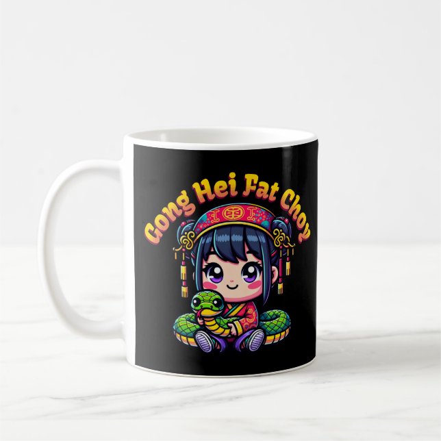 Caneca De Café Cobra de Ano Novo Chinês e Rapariga (Esquerda)