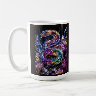 Caneca De Café Cobra de Cristal de Luxo Glamour Preto Dourado