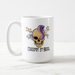 Caneca De Café Cobra de Halloween Vibes do crânio Floral