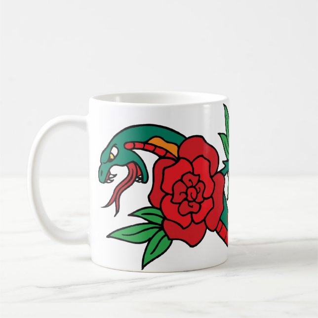 Caneca De Café Cobra molhado em torno de uma arte de tatuagem Ros (Esquerda)