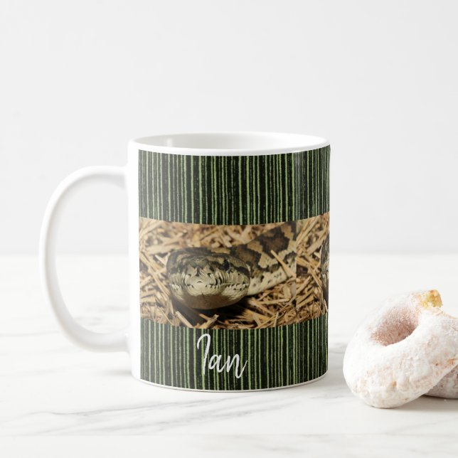 Caneca De Café Cobra verde Black Stripe Mug (Com Donut)