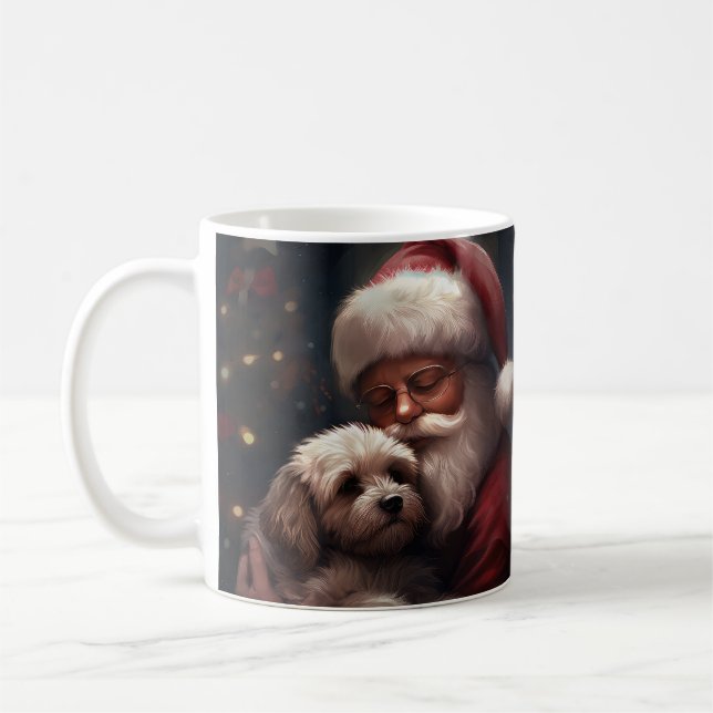 Caneca De Café Cockapoo com Papai Noel Natal Festivo (Esquerda)