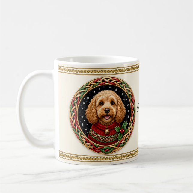 Caneca De Café Cockapoo Natal Personalizado Cachorro (Esquerda)