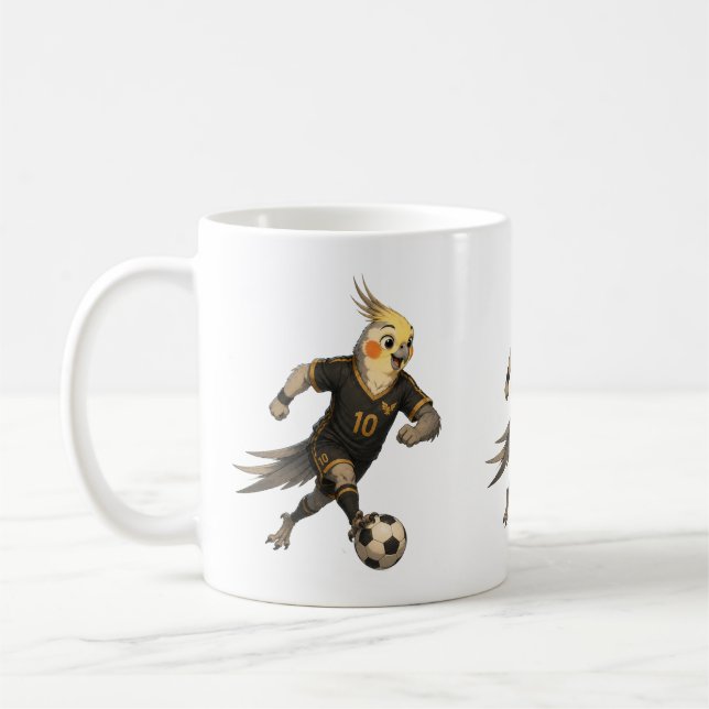 Caneca De Café Cockatiel Atleta de Futebol Fofo (Esquerda)