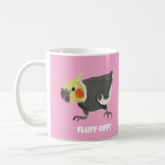 Caneca De Café Cockatiel Cinza Normal Bravo e Engraçado Dá o Fora (Esquerda)