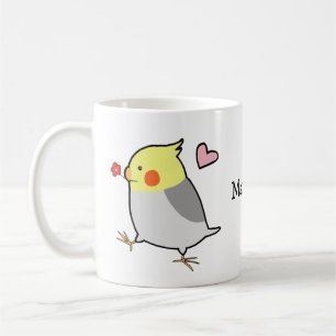 Caneca De Café Cockatiel Nome Personalizado Cockatoo Parrot Budgi