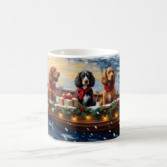 Caneca De Café Cocker Spaniel Christmas Boat Holiday (Centro)