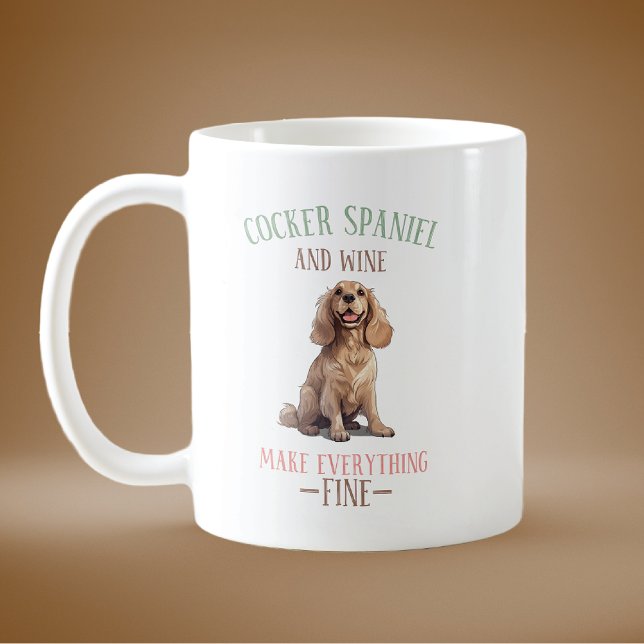 Caneca De Café Cocker Spaniel e Vinho (Criador carregado)