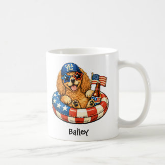 Caneca De Café Cocker Spaniel Patriótico Personalizado 4 de Julho