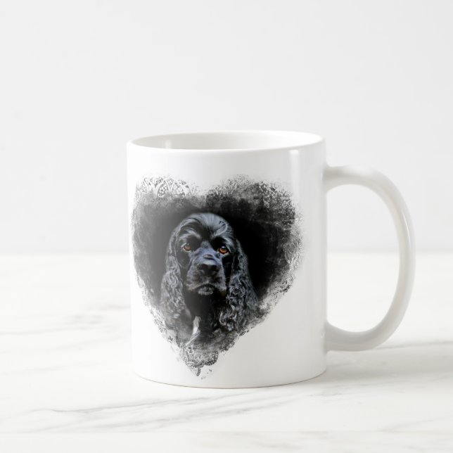 Caneca De Café Cocker spaniel preto enfrenta (Direita)