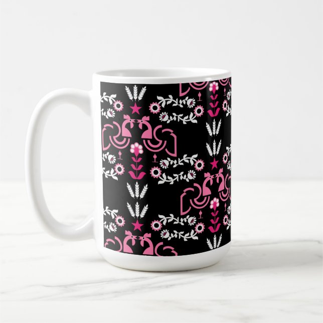 Caneca De Café Cockerel Scandinávia Folk Art (Esquerda)