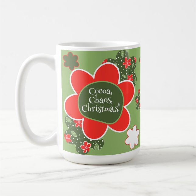 Caneca De Café Cocoa, Chaos, Christmas Photo Holiday Coffee Mug (Esquerda)