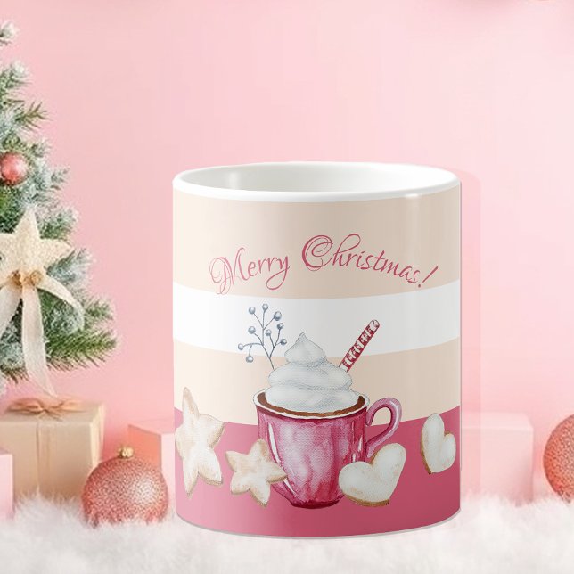 Caneca De Café Cocoa Quente De Natal E Biscoitos Aquarela (Criador carregado)
