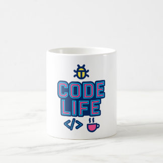 Caneca De Café CODE LIFE Mug – For Programmers Who Debug Coffee 