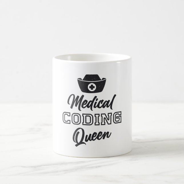 Caneca De Café Codificador Médico Queen Coding ICD Programmer Gif (Centro)