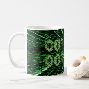 Caneca De Café Código binário 69 da SlipperyJoe vibrante verde co