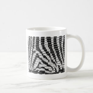 Caneca De Café Código Binário Zebra Preto e Branco