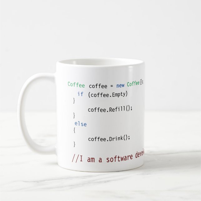 Caneca De Café Código de desenvolvedor de software personalizável (Esquerda)
