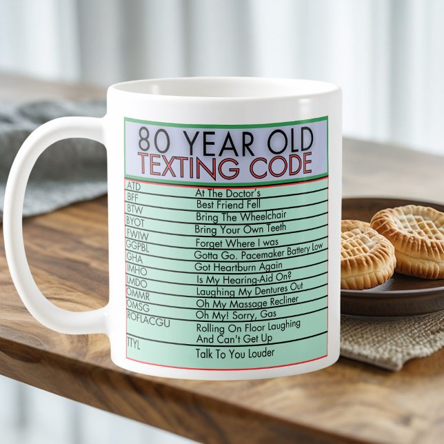 Caneca De Café Código de Mensagens com 80 anos Engraçado Mais vel (Criador carregado)