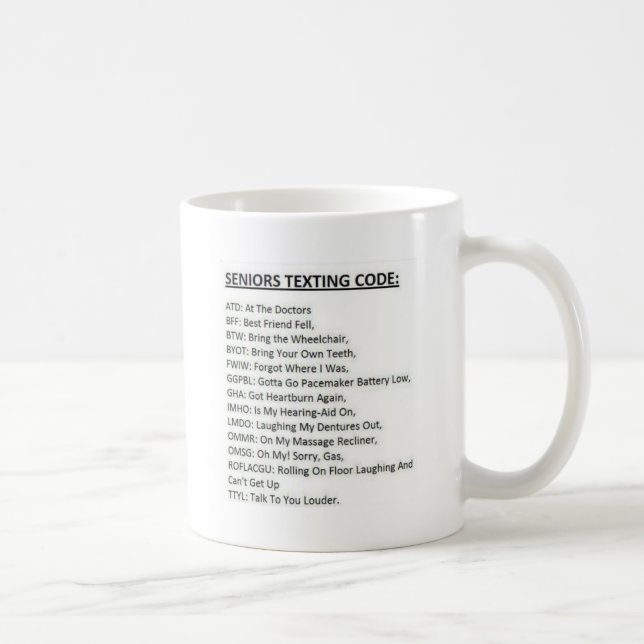 Caneca De Café Código de SMS para Idosos (Direita)