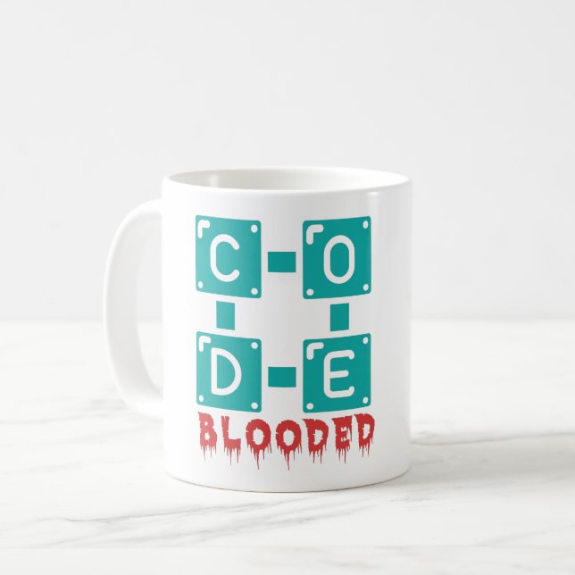 CANECA DE CAFÉ CÓDIGO EM SANGUE - PROGRAMADOR (Frente Esquerda)