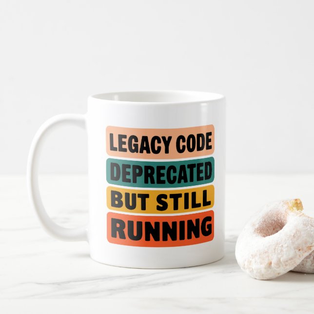 Caneca De Café Código Legado de Programador Engraçado Retro  (Com Donut)