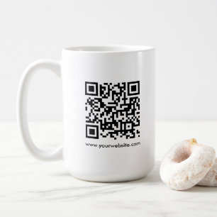 Caneca De Café Código QR Digitalize-me Url Modelo Branco Grande