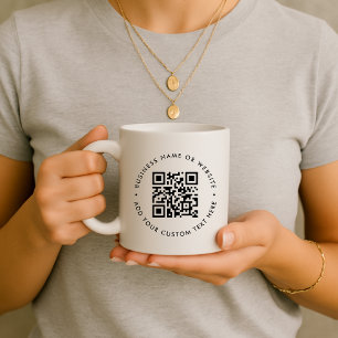 Caneca De Café Código QR Empresa simples e limpa minimalista