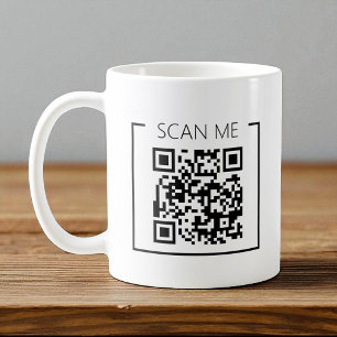 Caneca De Café Código QR Minimalista Escaneie-me Negócios