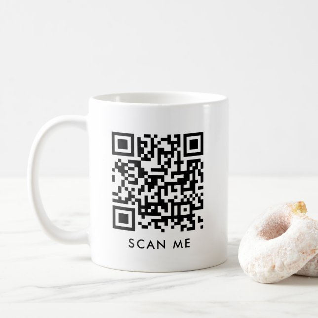 Caneca De Café Código QR moderno personalizado Analisar Modelo Br (Com Donut)