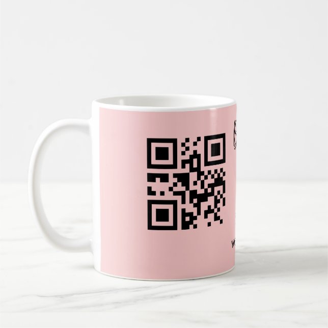 Caneca De Café Código QR simples para chá de bebê com nome texto  (Esquerda)