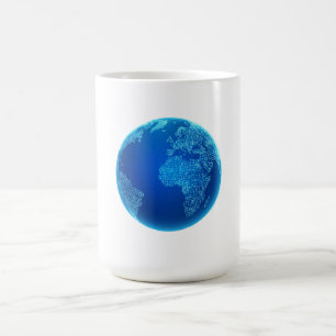 Caneca De Café Códigos binários digitais azuis Terra