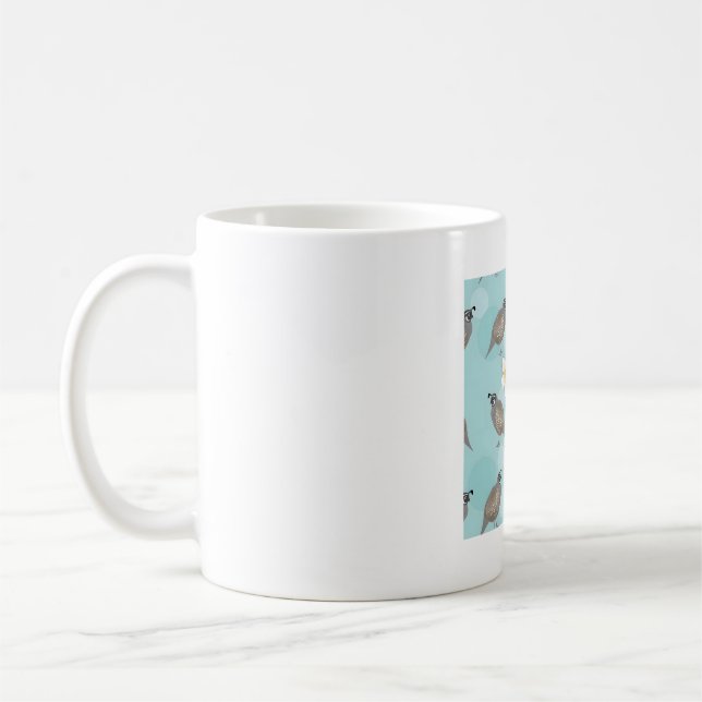 Caneca De Café codorniz da Califórnia com padrão floral (Esquerda)